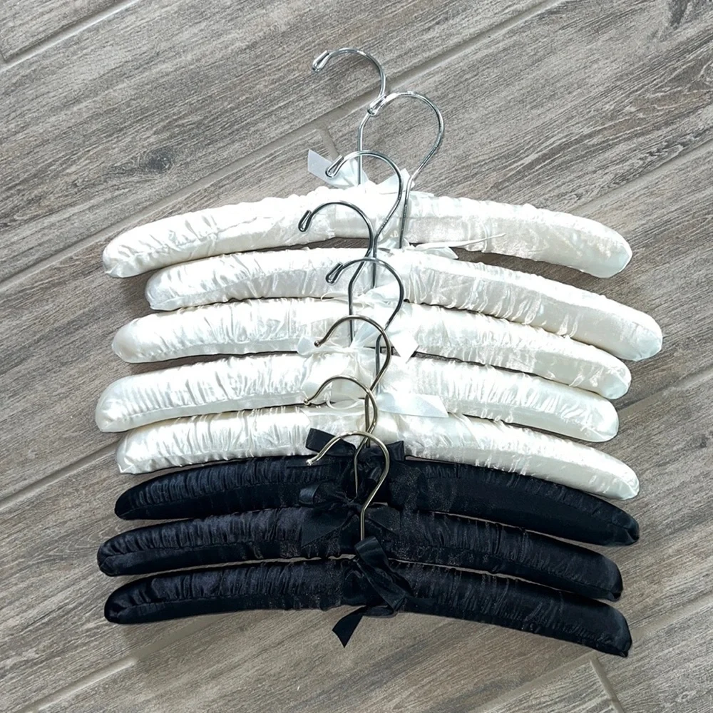 Homegoods White and Black Satin Hangers pack of 8